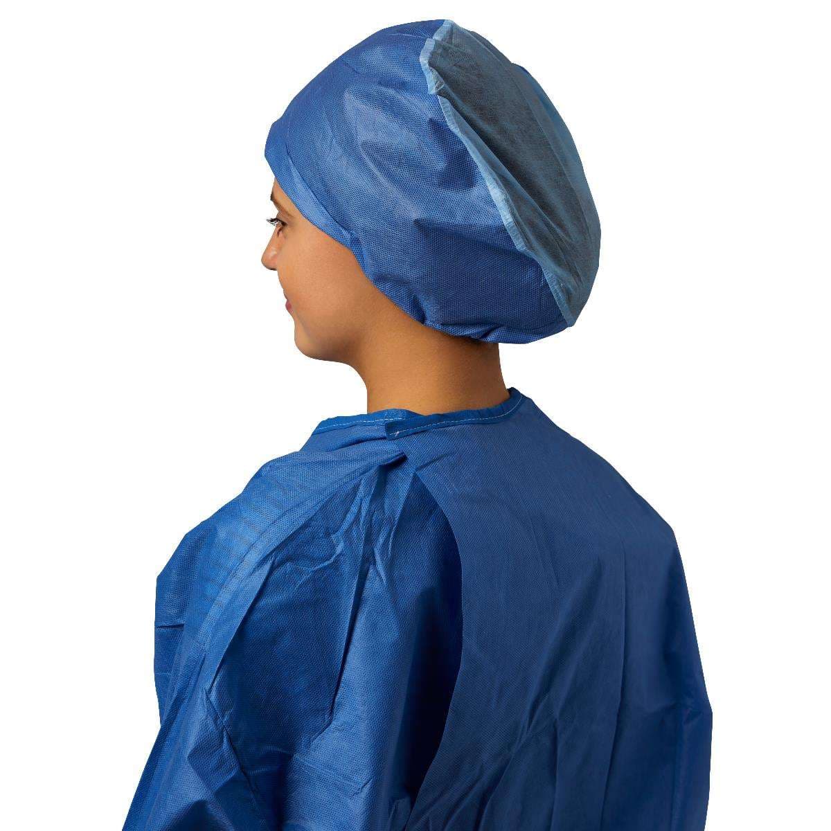 Medline Premium SMS-Polypropylene Head Cover, Blue, Size Regular - Box of 100 - Image 1