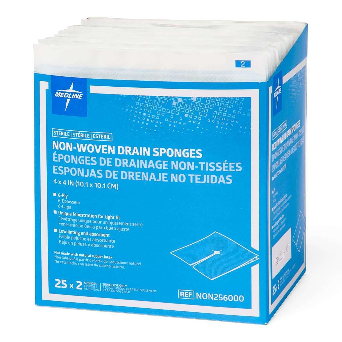 Medline Sterile Nonwoven Gauze Drain Sponges - Image 3