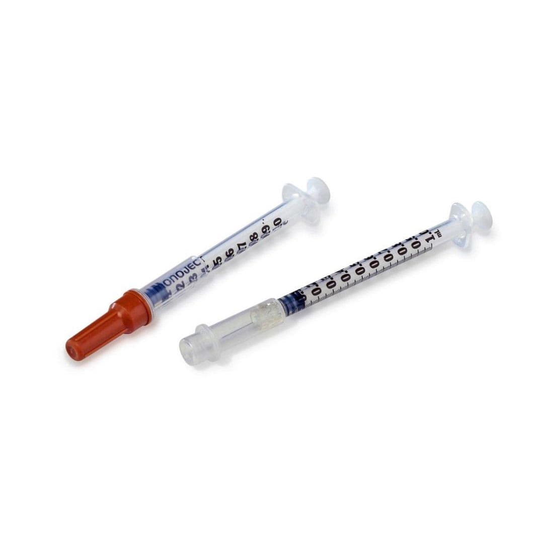 Monoject Tuberculin Safety Syringe with Permanent Needle, 25 Gauge - Box of 100 - Image 1