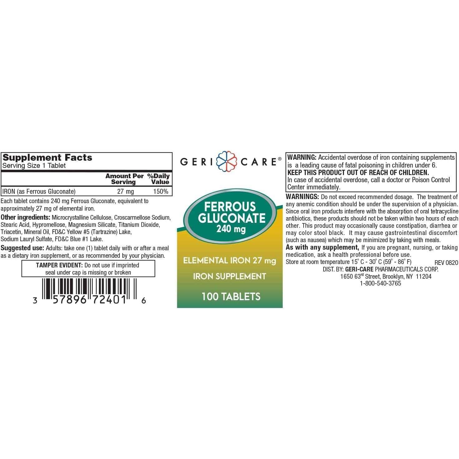 Geri-Care Ferrous Gluconate Iron Supplement Tablets - Image 2