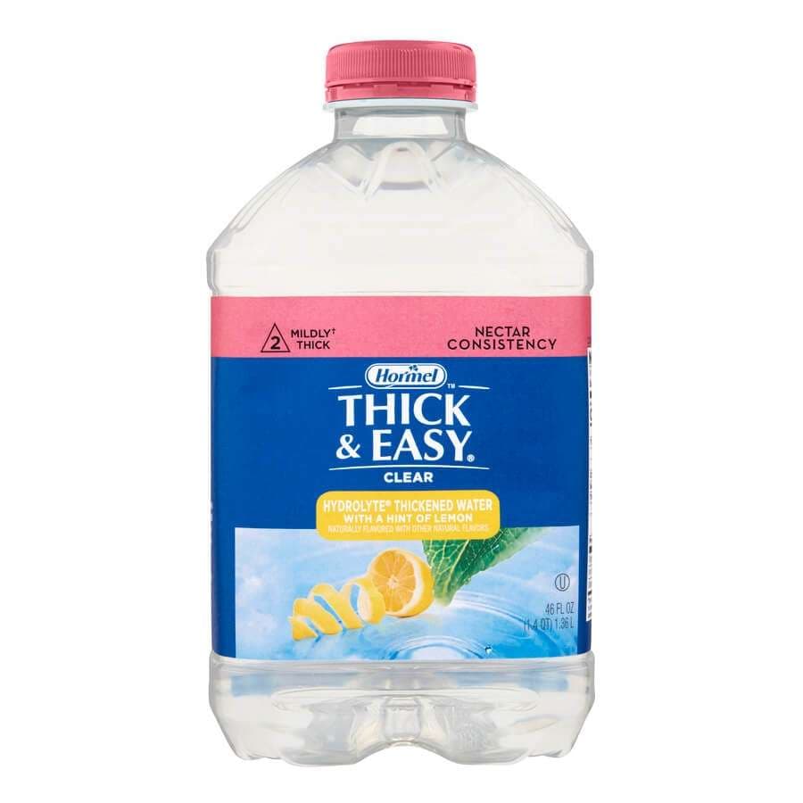 Thick and Easy Clear Hydrolyte Nectar Consistency Thickened Water, Lemon, 46 Oz - Case of 6 - Image 1