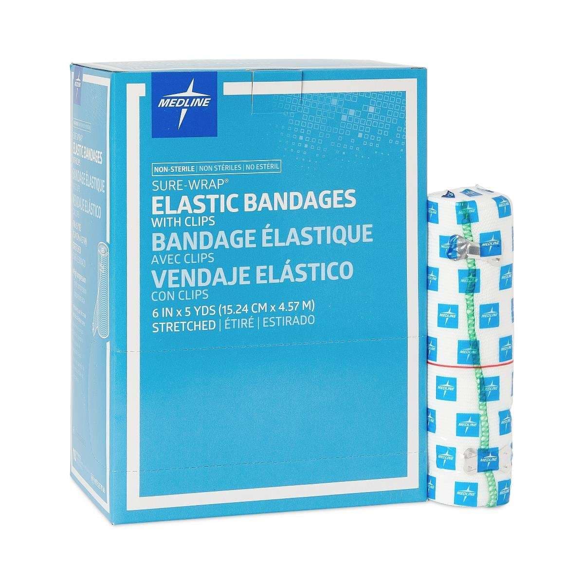 Medline Sure-Wrap Nonsterile Elastic Bandages, 6 Inch x 5 Yard, White - Case of 50 - Image 1