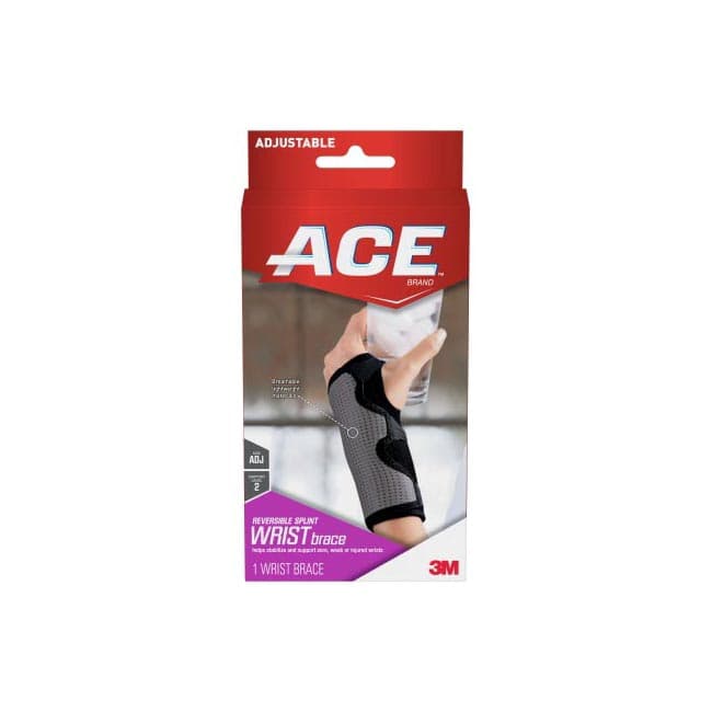 3M Ace Reversible Wrist Brace Black-Gray Pull-On, Hook and Loop, 5-1/2 to 8-1/2 Inch - Each - Image 1