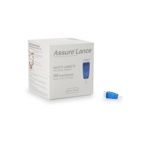 Assure Safety Lancet with Push Button Activation, Dark Blue, 25 Gauge - Box of 200 - Image 1