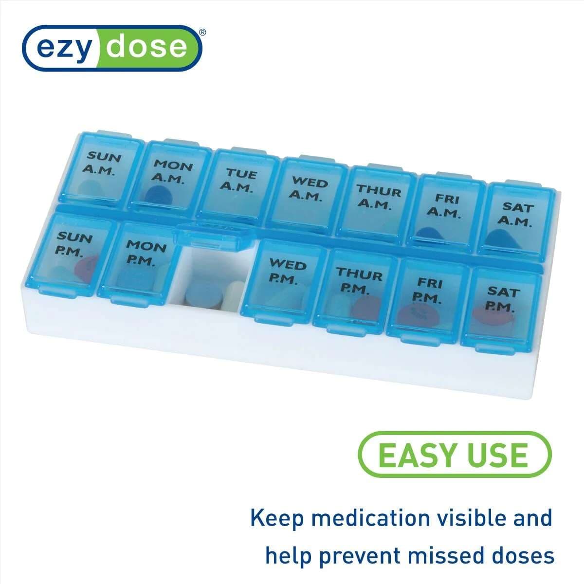 Ezy Dose Twice A Day Pill Organizer, Medium, 7 Day, 2 Dose - Package of 6 - Image 5