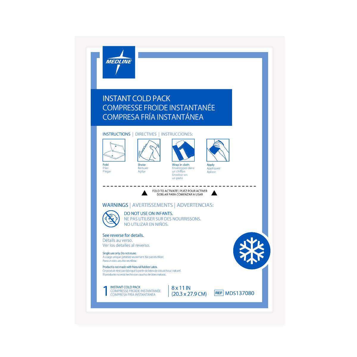 Medline Standard Instant Cold Pack, 8 x 11 Inch - Case of 24 - Image 1