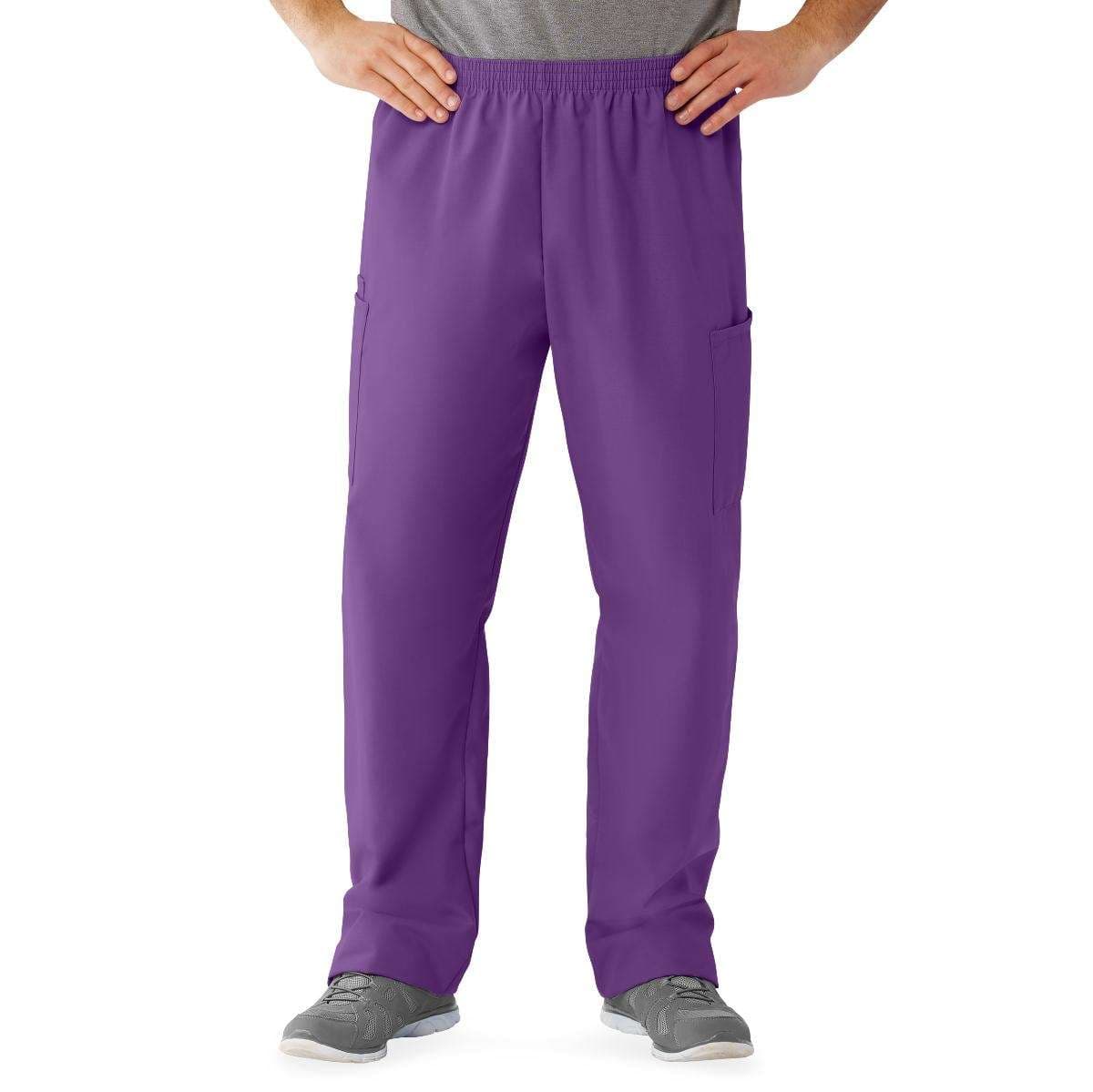 AngelStat Unisex Elastic Waist Cargo Scrub Pants, Regal Purple, Extra Small - Image 1