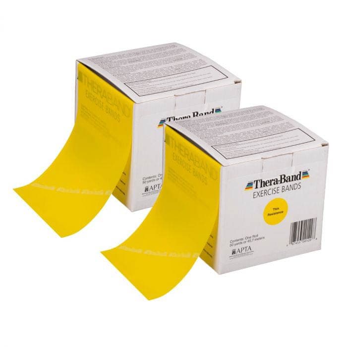 TheraBand Professional Latex Resistance Bands 5" x 100 yards Long Light Yellow - Box of 1 - Image 1