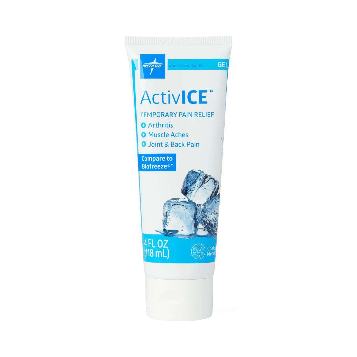 Medline ActivICE Topical Pain Reliever, 4 oz. Gel Tube - Case of 24 - Image 1