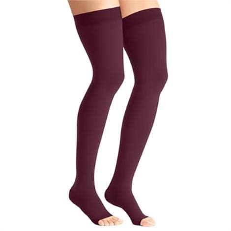 Jobst Maternity Opaque Thigh High OT Compression Stockings, 20-30mmHg, XLarge, Cranberry - Pair - Image 1