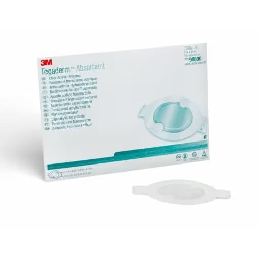 3M Tegaderm Clear Absorbent Acrylic Dressing, Small, 3 x 3-1/4 Inch Oval - Box of 10 - Image 1