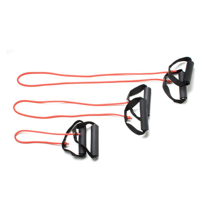 CanDo Tubing with Handles Exerciser Full Body Set, Red, light - Set of 3 - Image 1