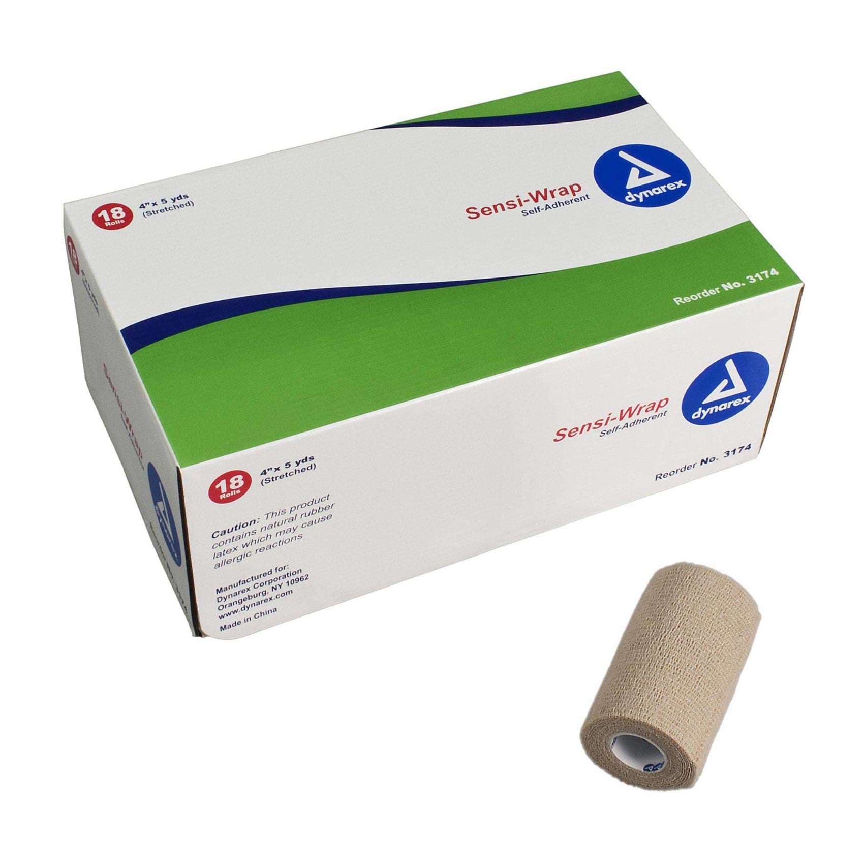 Dynarex Sensi-Wrap Self-Adherent Bandage, Tan, 4 Inch X 5 Yard - Image 1