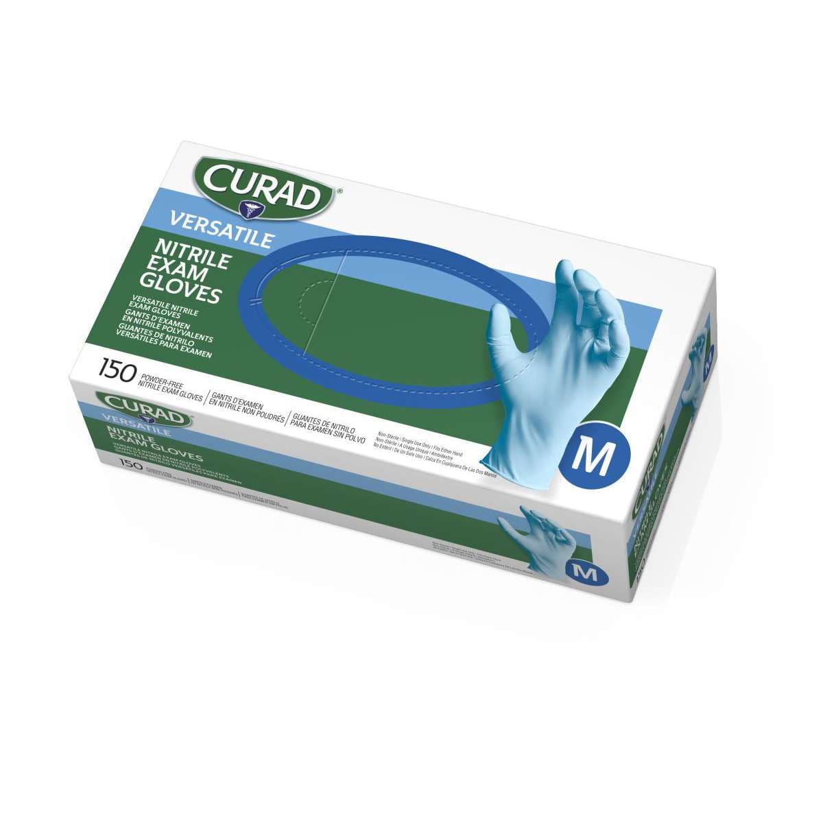 Curad Powder-free Textured Nitrile Exam Gloves, Medium - Box of 150 - Image 1