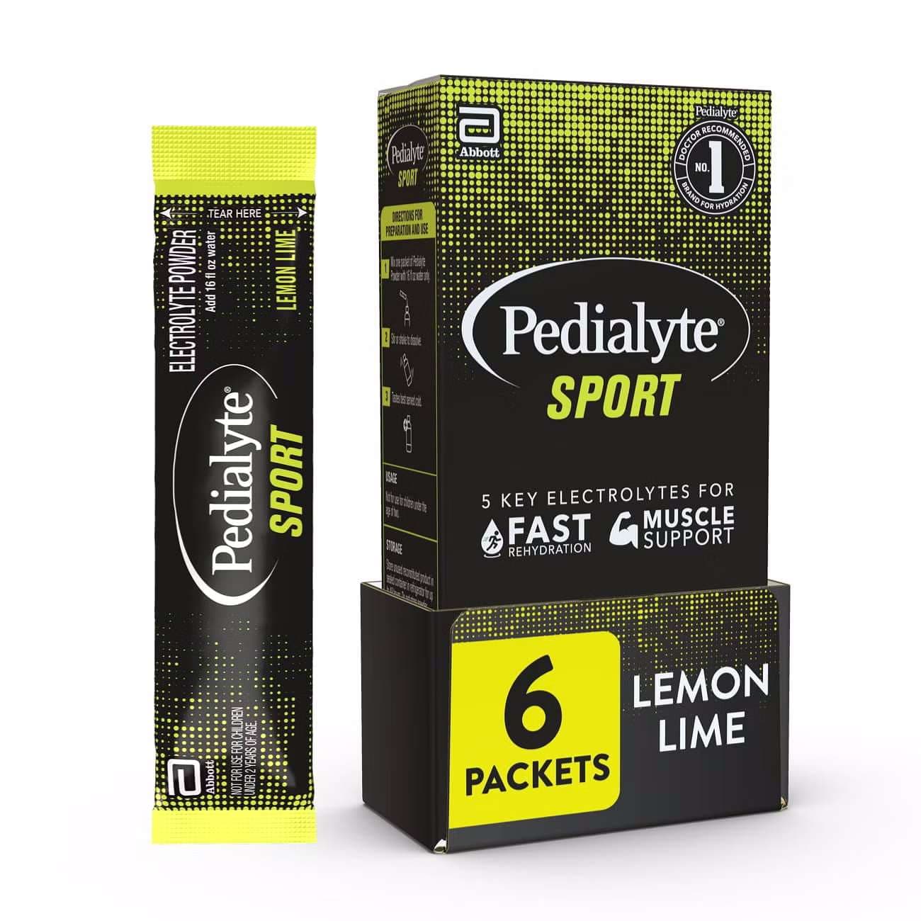 Pedialyte Sport Electrolyte Powder, Lemon Lime, 14.1 Gram - Case of 36 - Image 1