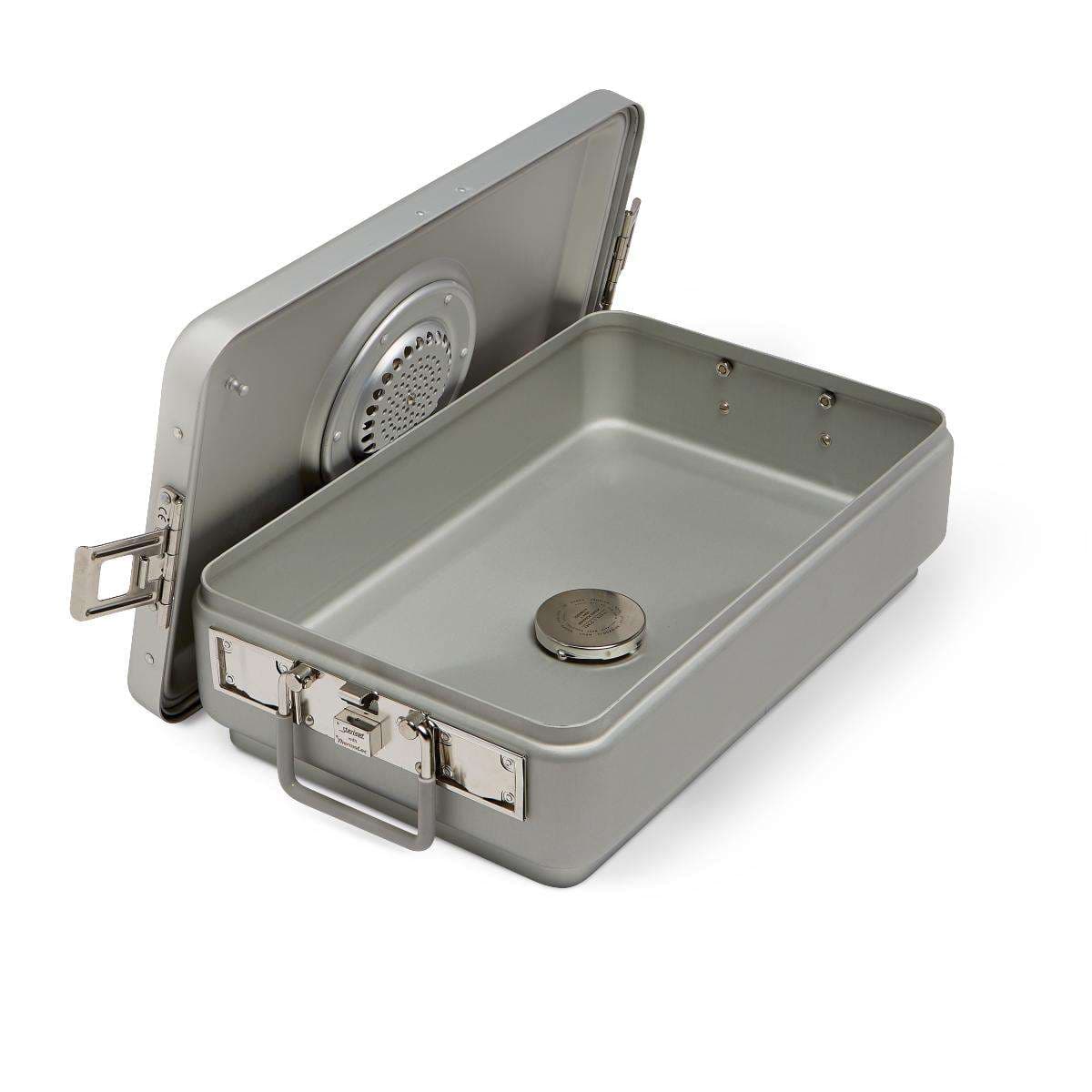 Medline Steriset 3-Quarter Sterilization Containers with Drain and Lid, 18 x 10.5 x 5.25 Inch - Image 1