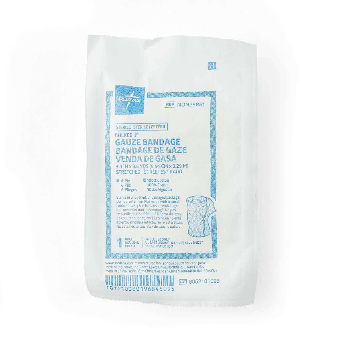 Medline Bulkee II Sterile Cotton Gauze Bandage, 4-1/2 Inch x 4-1/10 Yard - Case of 96 - Image 1