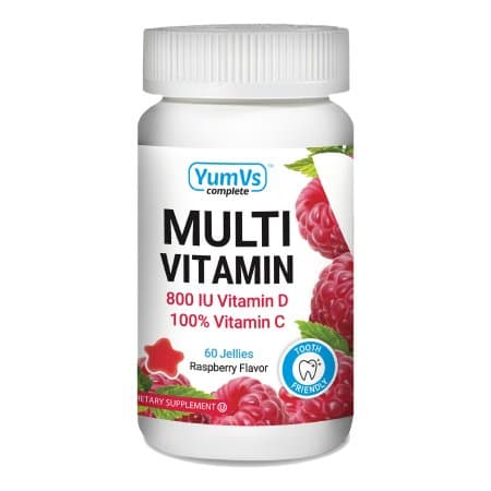 YumV's Multivitamin Supplement Gummy, Raspberry Flavor - Bottle of 60 - Image 1
