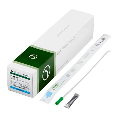 MAGIC3 Intermittent Catheter with SURE-GRIP Insertion Sleeve, Coude Tip, Male, 14 Fr, 16" - Box of 30 - Image 1