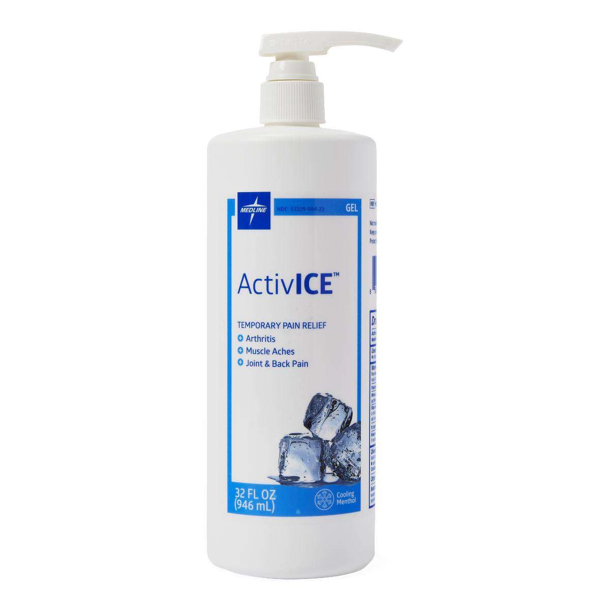 Medline ActivICE Topical Pain Reliever, 32 oz. Gel Pump Bottle - Image 1