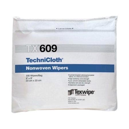 TechniCloth Cleanroom Wipe White Bag NonSterile Disposable, 9 x 9 Inch - Bag of 300 - Image 1