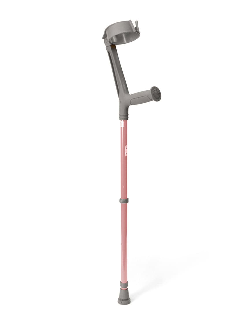 Walk Easy adult forearm articulated crutches with 4" full cuff (pair) - Pastel pink - Image 1