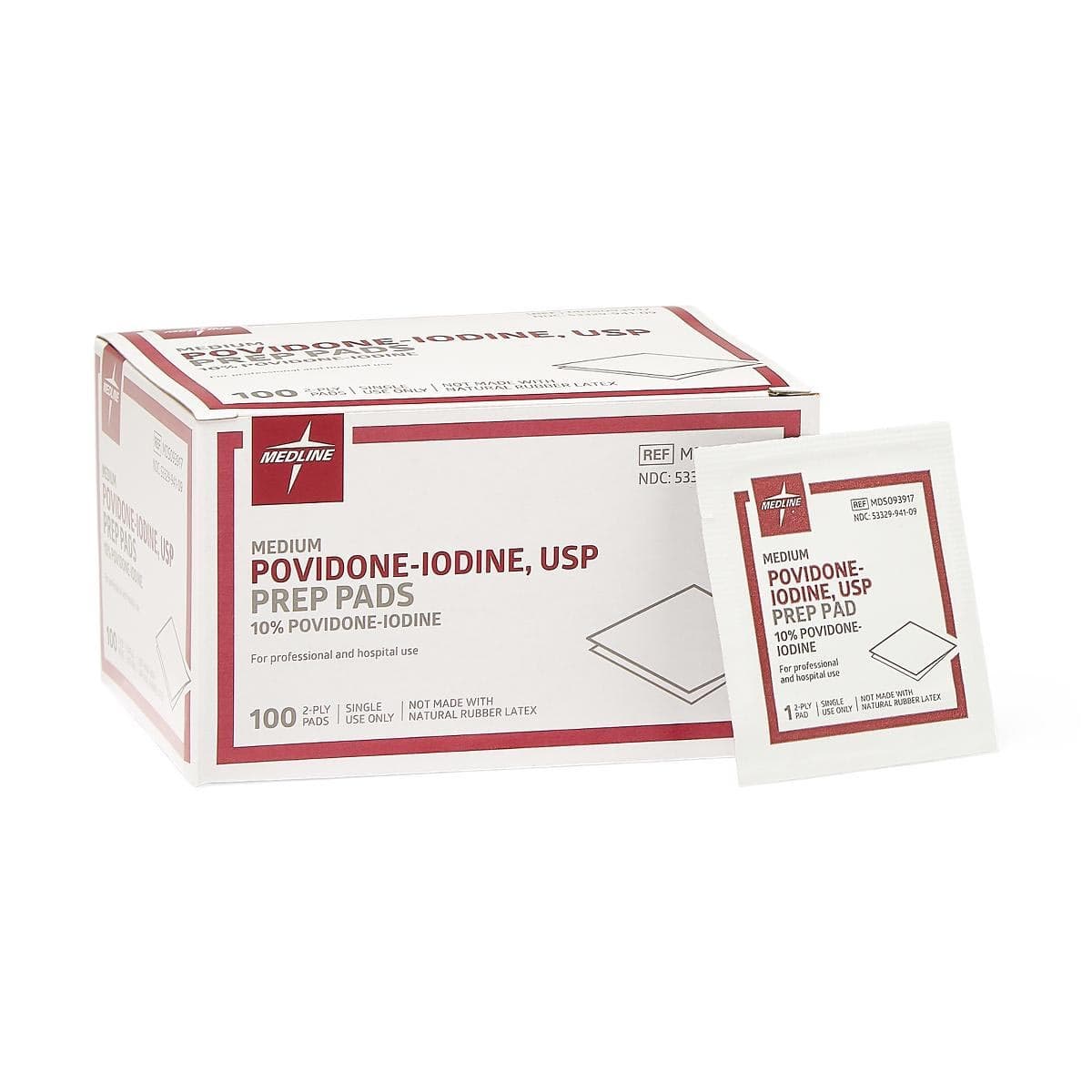 Medline Povidone Iodine 10% USP Prep Pad - Box of 100 - Image 1