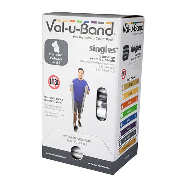 Val-U-Band Latex Free Exercise Band, 5-Foot Strip Mushroom (6) - Box of 30 - Image 1