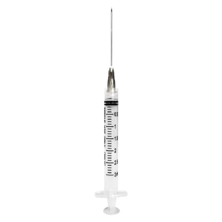 SOL-M Standard Hypodermic Syringe with Detachable Needle, 1-1/2 Inch - Box of 100 - Image 1