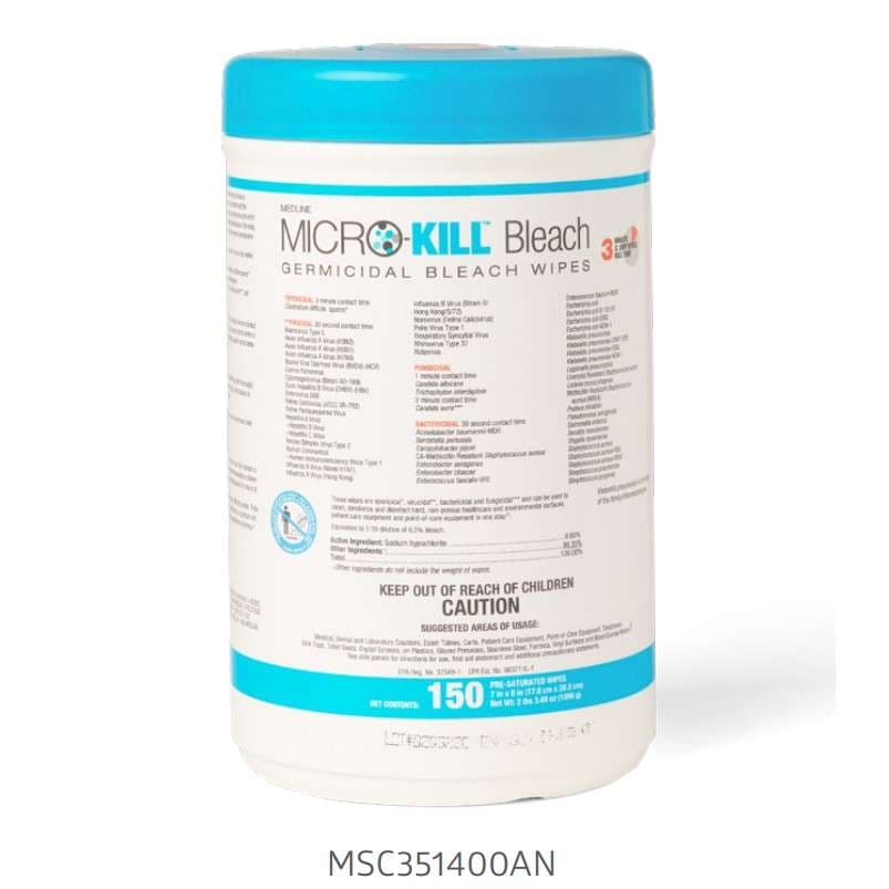 Medline Micro-kill Bleach Germicidal Bleach Wipes, 7 x 8 Inch - Case of 1200 - Image 1