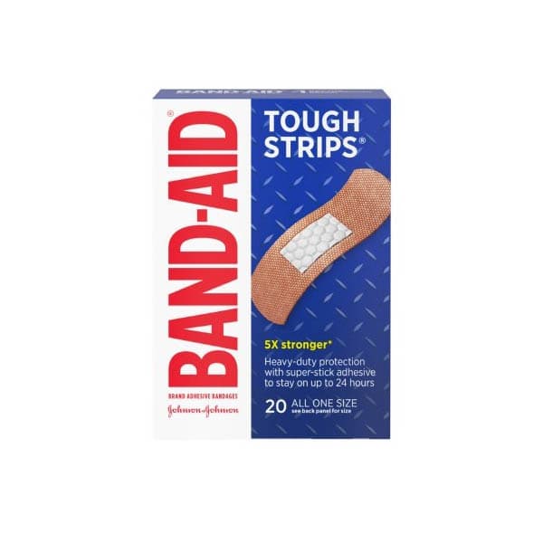 Band-Aid Tough Strips Adhesive Strip Tan Rectangle Sterile, 1 x 3-1/4 Inch - Box of 20 - Image 1