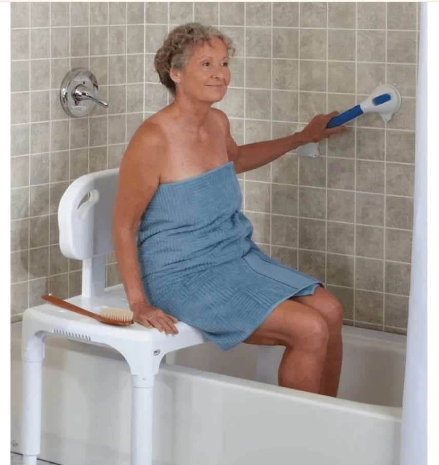 Carex Plastic Bath Transfer Bench Without Arms, White - Image 2