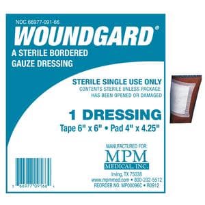 WoundGard Adhesive Dressing White Square Sterile, 4" x 4-1/4" Pad, 6" x 6" Sterile - Each - Image 1