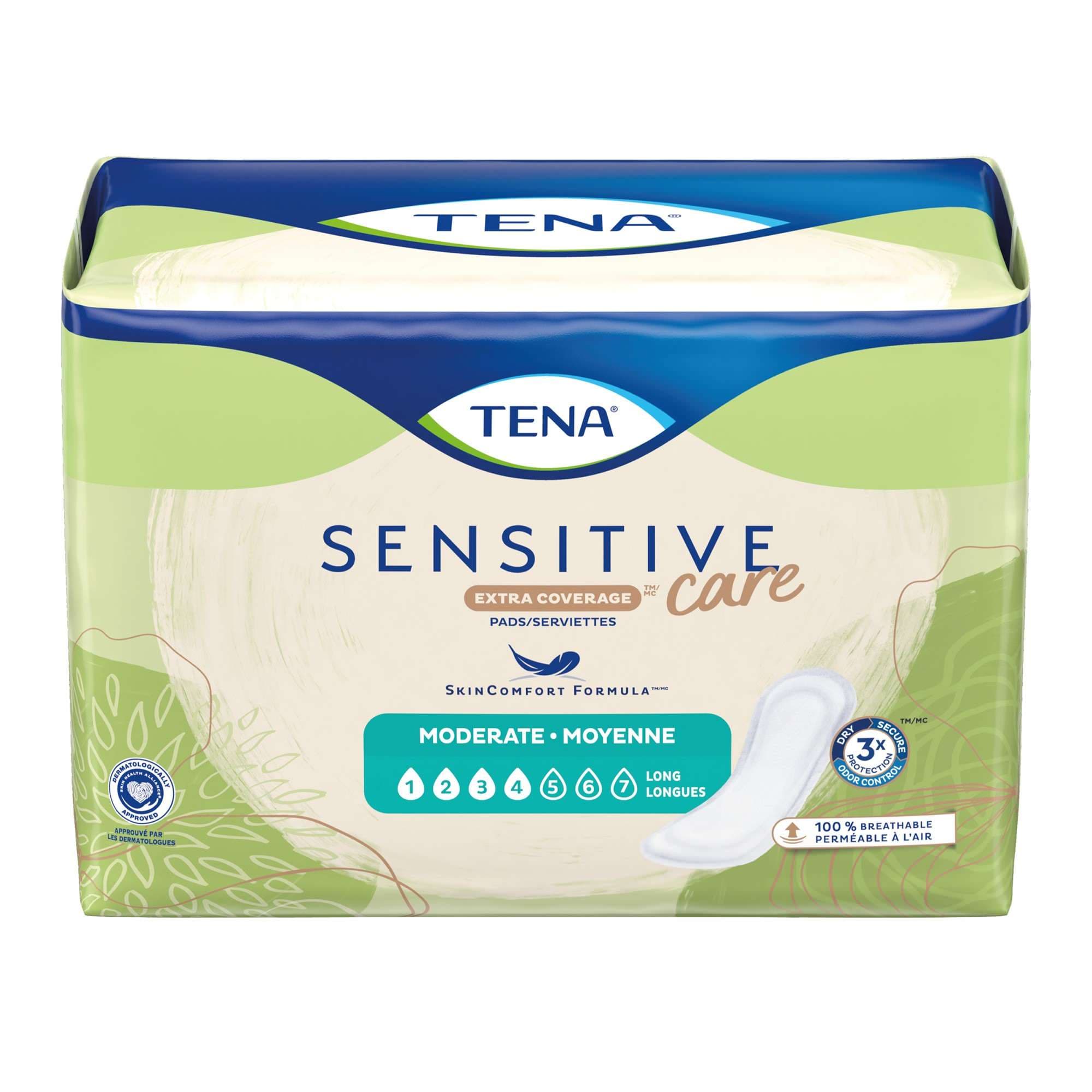 TENA Sensitive Care Moderate Incontinence Pads, Long - Package of 60 - Image 1