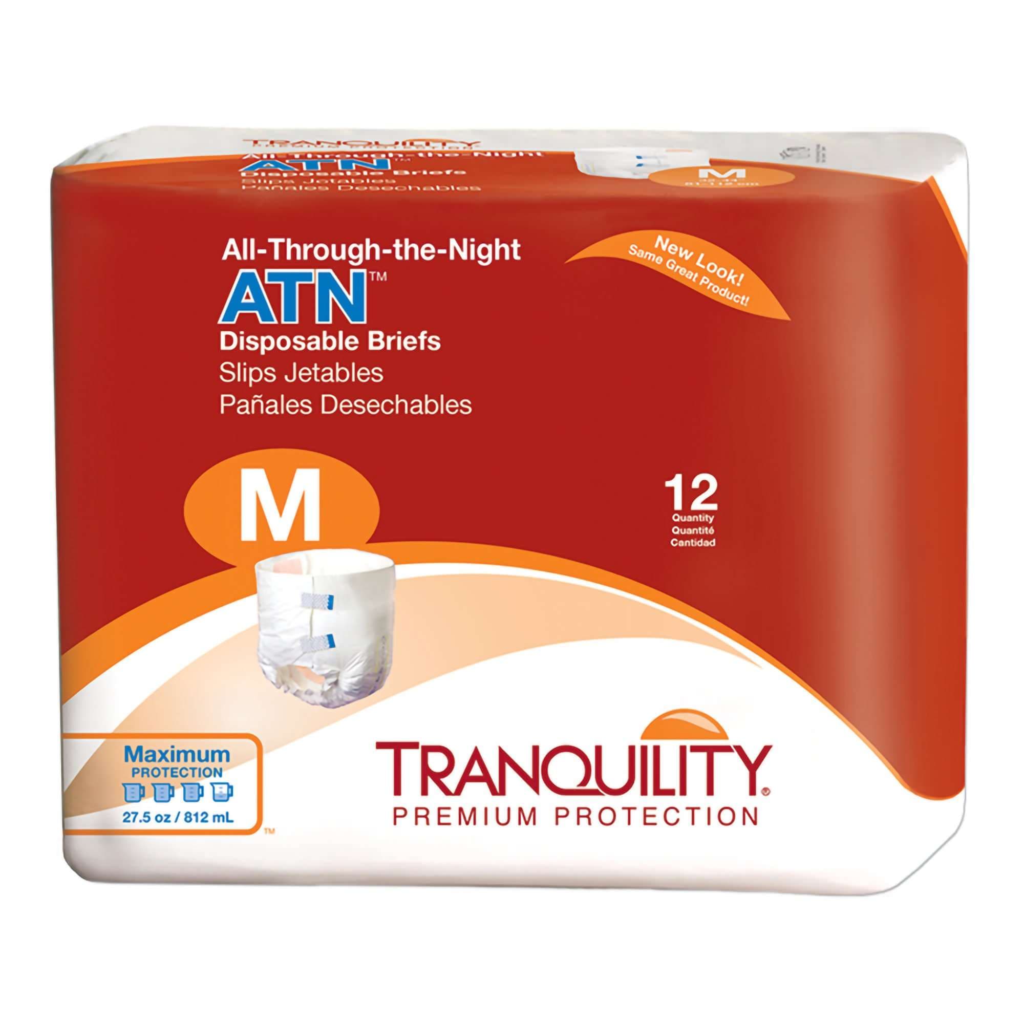 Tranquility ATN (All-Through-the-Night) Adult Briefs, Medium - Bag of 12 - Image 1