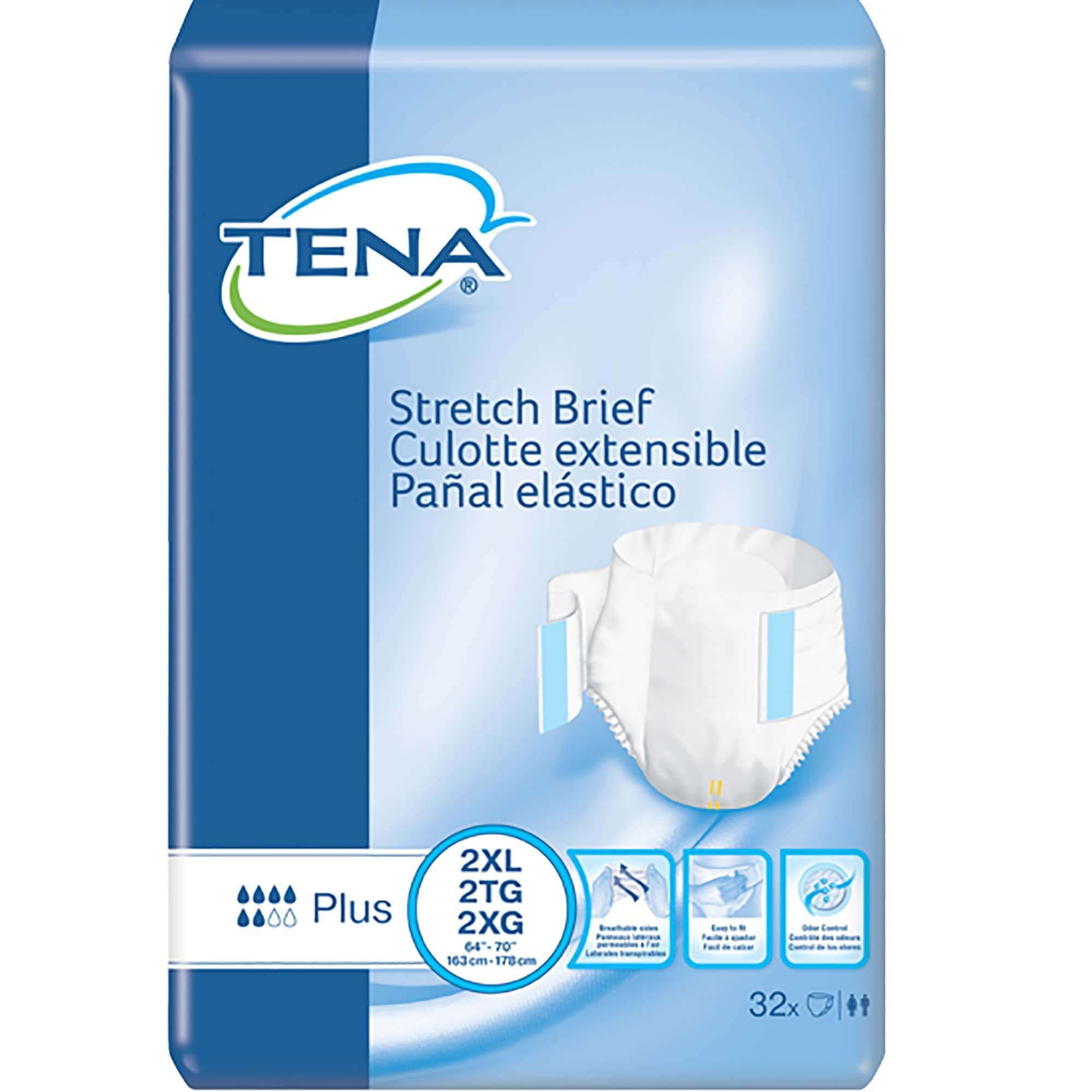 TENA Stretch Plus Adult Incontinence Brief, 2X-Large - Package of 32 - Image 1