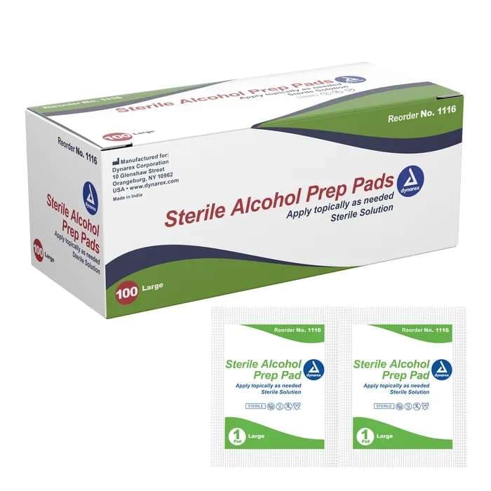 Dyranex Sterile Alcohol Prep Pads, Large - Box of 100 - Image 1