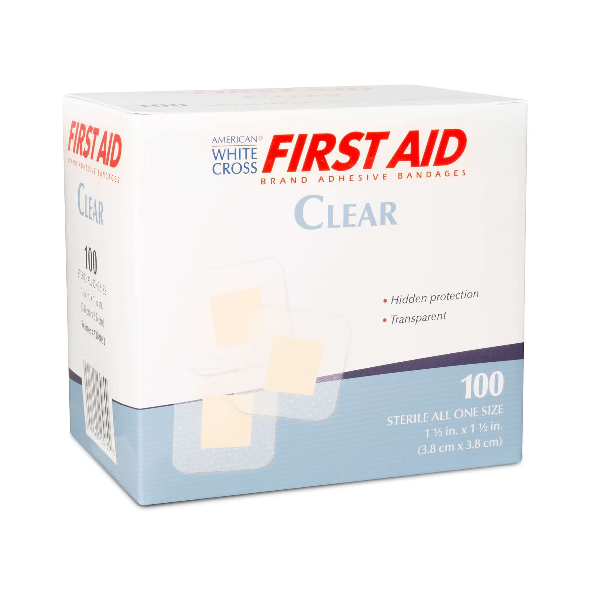 Dukal American White Cross Clear Adhesive Bandage, 1-1/2 x 1-1/2 Inch - Each - Image 1