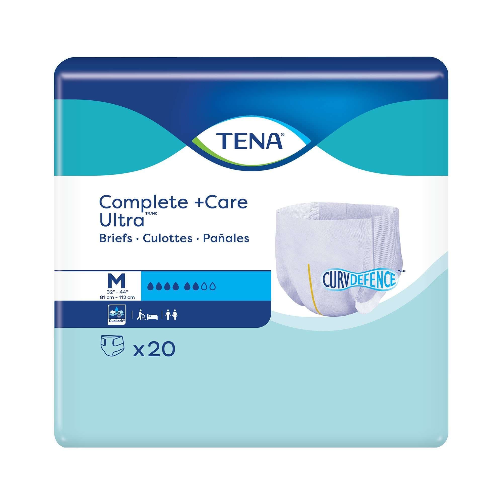 TENA Complete +Care Ultra Incontinence Brief with CurvDefense, Medium - Case of 80 - Image 1