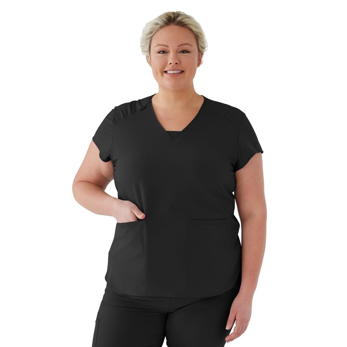 Medline Monroe AVE Women's Scrub Top, Black, 3XLarge - Image 1