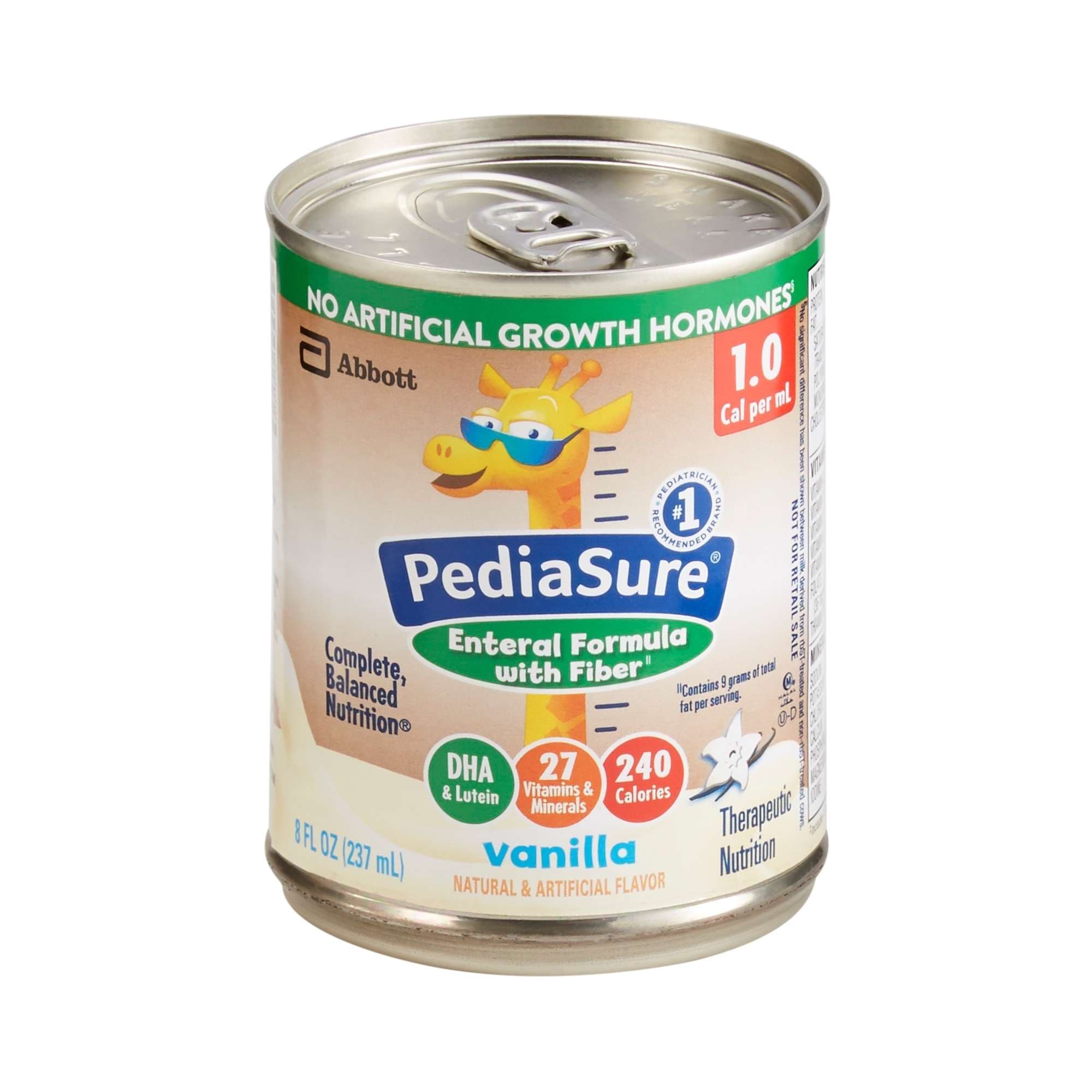 PediaSure 1.0 Cal Pediatric Oral Supplement with Fiber, Vanilla, 8 oz - Each - Image 1
