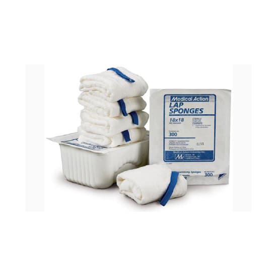 Medical Action Industries Surgical Laparotomy Sponge, 4 x 18 Inch, Rigid Tray - Case of 100 - Image 1