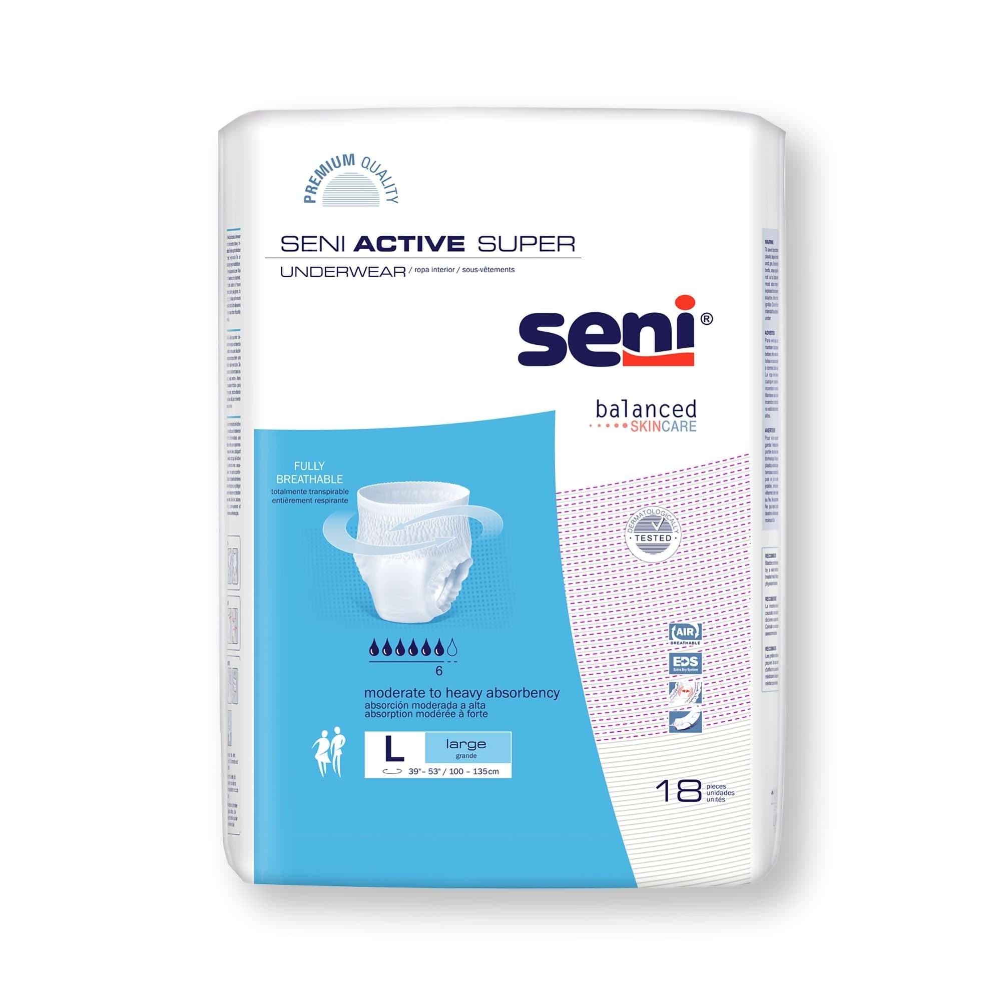 Seni Active Super Pull On Adult Absorbent Underwear, Large - Case of 72 - Image 1