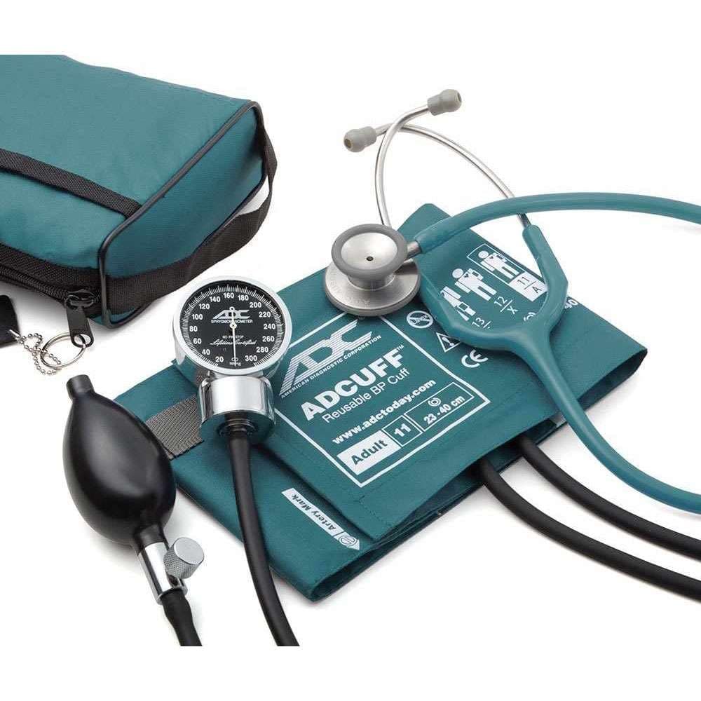 ADC Pro's Combo III Pocket Aneroid & Clinician Scope Kit, Adult, Teal - Image 1
