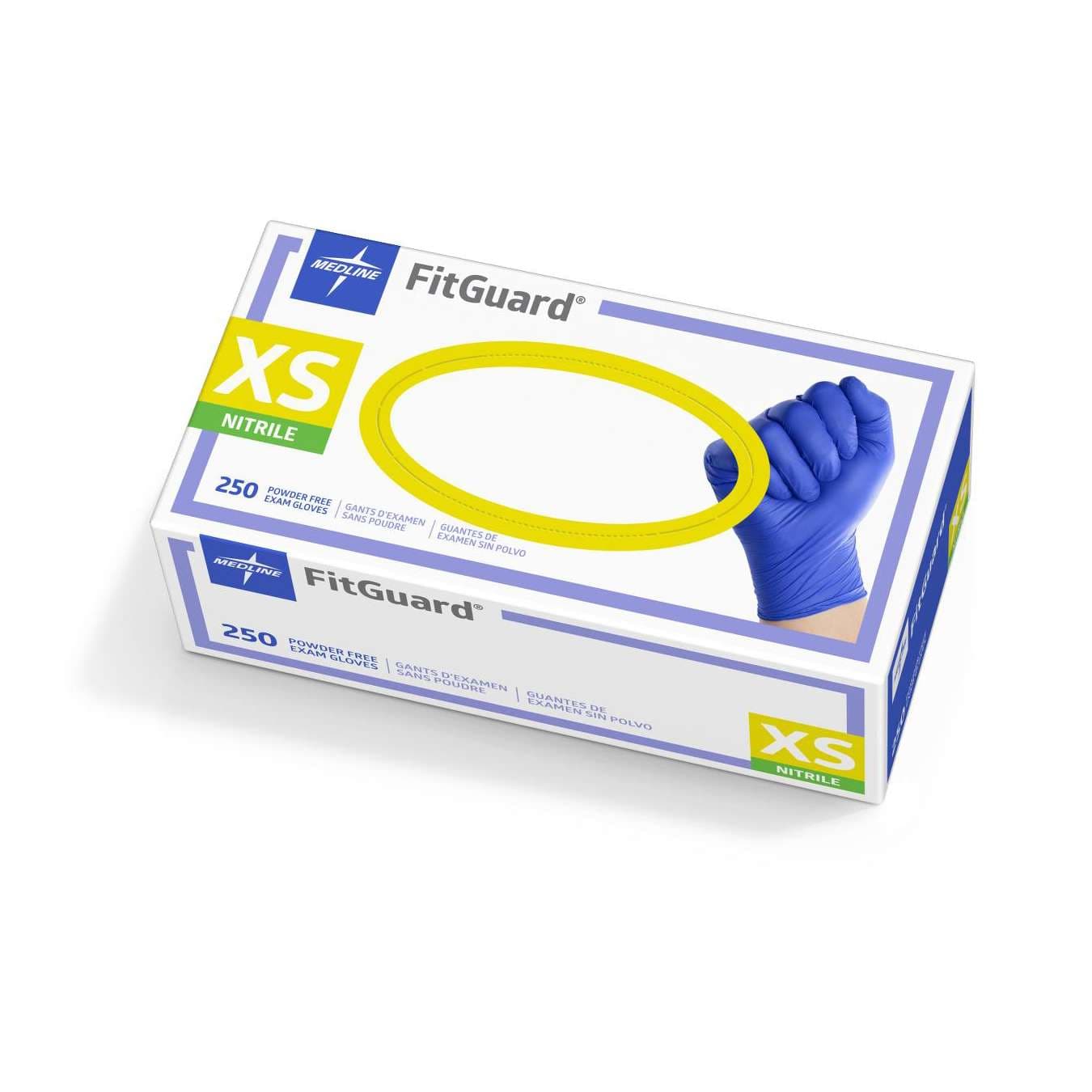 Medline FitGuard Nitrile Powder Free Exam Gloves, Blue, Small - Box of 250 - Image 1