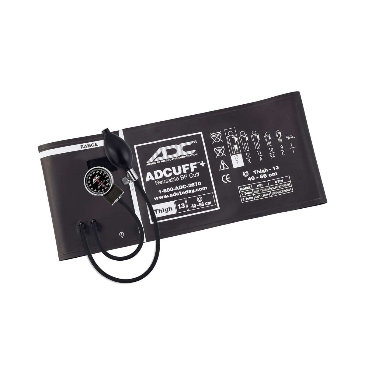 ADC Diagnostix Pocket Aneroid Sphyg with Adcuff+, Brown, Thigh - Image 1