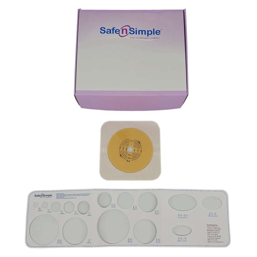 Safe N Simple Beige Ostomy Barrier Square Shape, Flexible Tape, 70 mm Flange - Box of 10 - Image 1