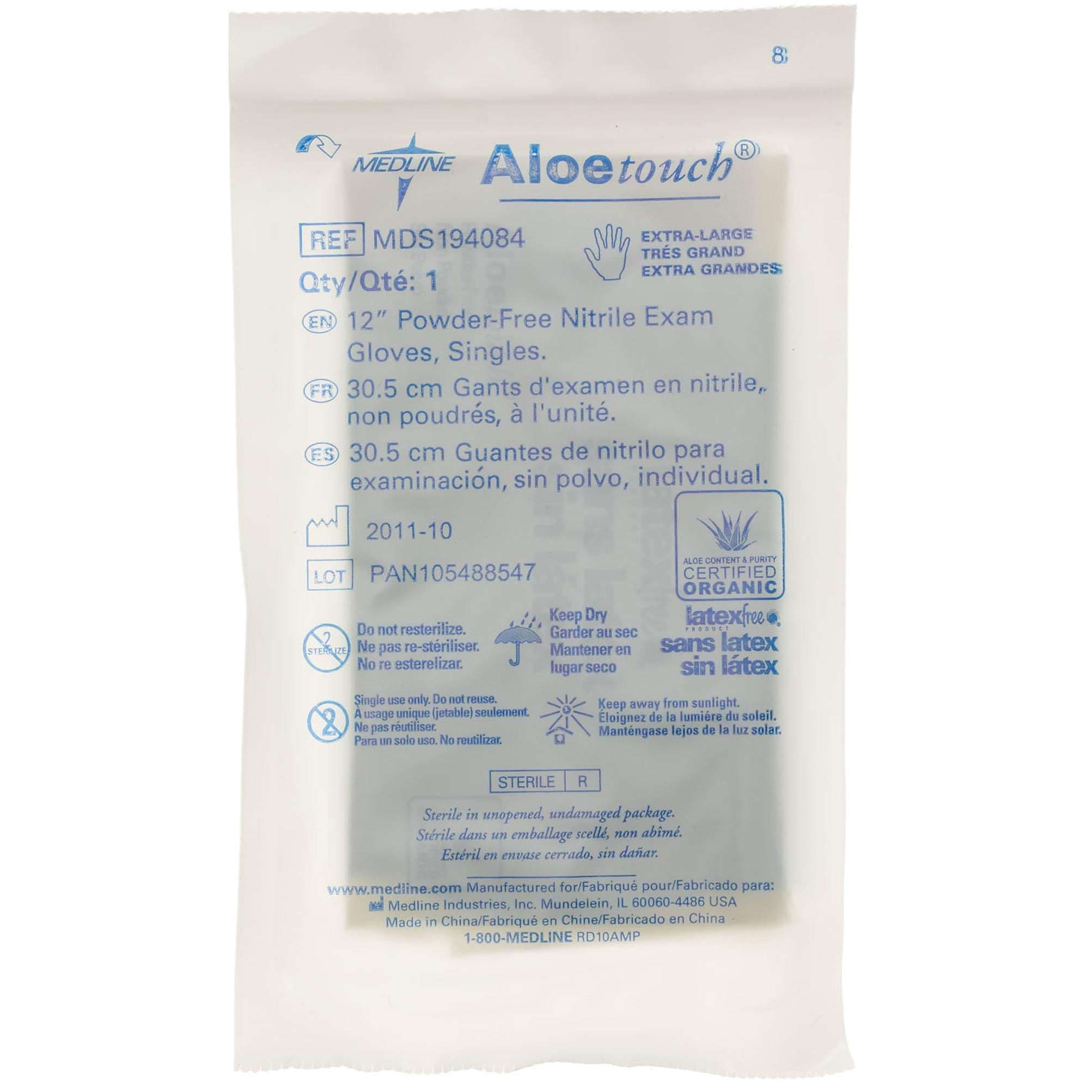 Aloetouch Sterile 12" Powder-Free Nitrile Exam Gloves, Single, Extra Large - Case of 400 - Image 1