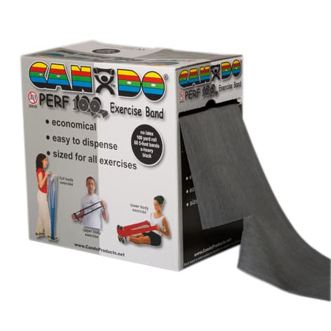 CanDo Latex Free Exercise Band, 100 Yard Perf 100 Roll, Black, Extra Heavy - Image 1
