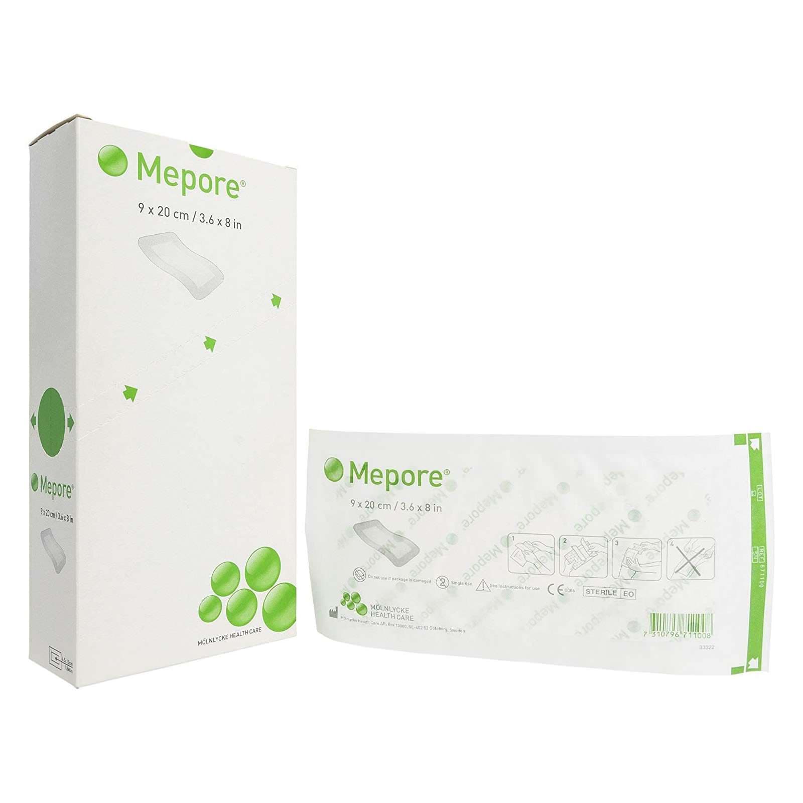 Mepore Self-Adhesive Composite Dressing, 3-3/5 x 8 Inch - Box of 30 - Image 1